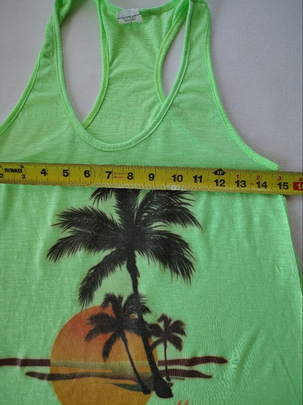Baba Women’s Neon Green Tropical Palm Tank Top Size M - Picture 2 of 6
